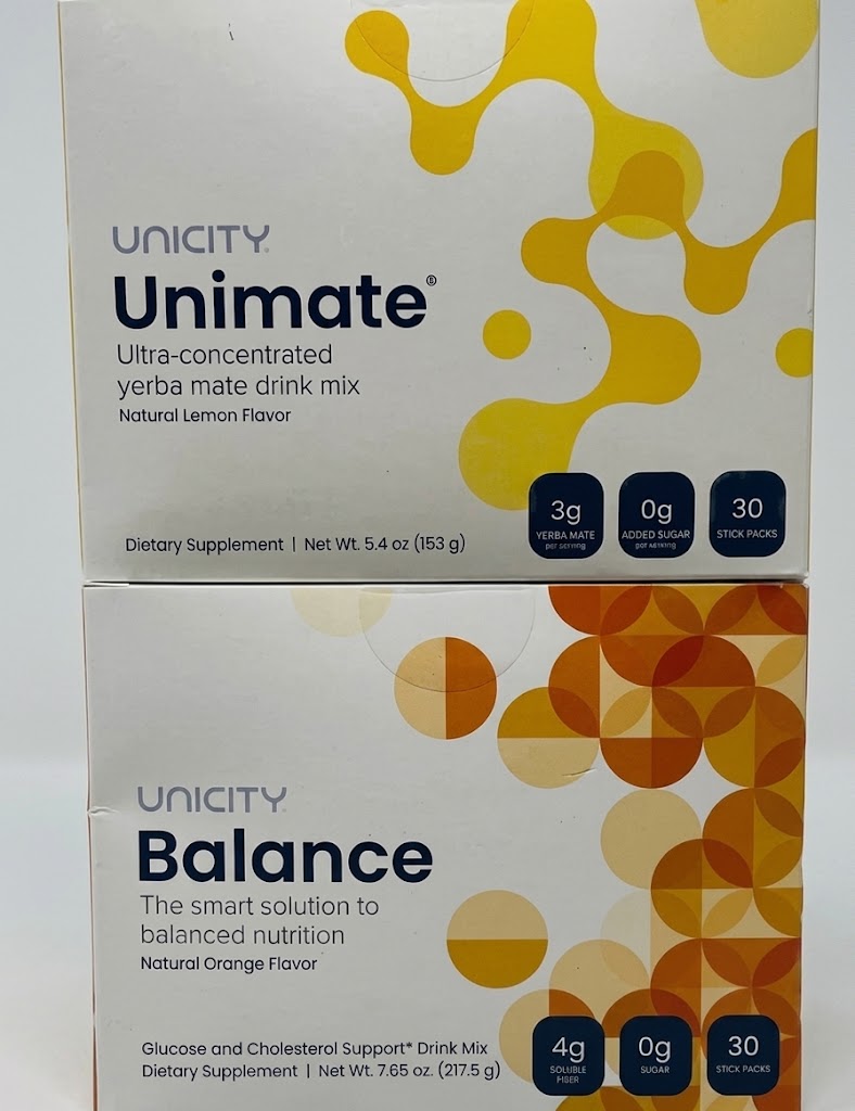 Unicity Unimate Lemon Ginger + Balance Orange Combo – 60 Stick Packs