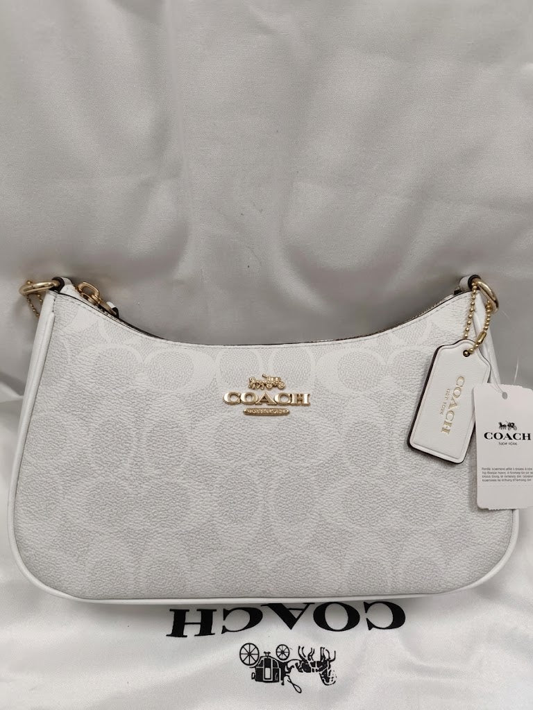 Coach Teri 2-Way Shoulder Bag in Signature Canvas – Chalk/Glacier White – CA548