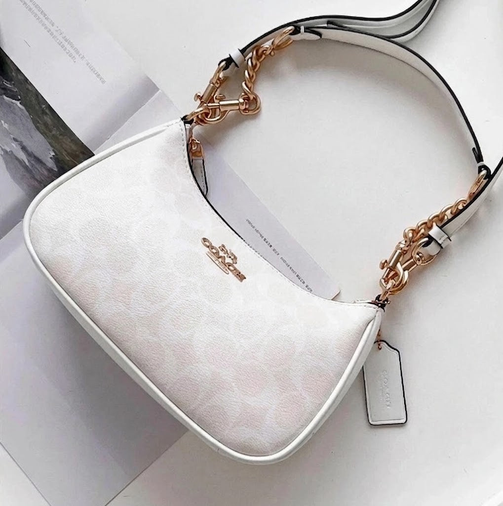 Coach Teri 2-Way Shoulder Bag in Signature Canvas – Chalk/Glacier White – CA548