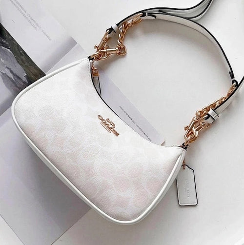 Coach Teri 2-Way Shoulder Bag in Signature Canvas – Chalk/Glacier White – CA548